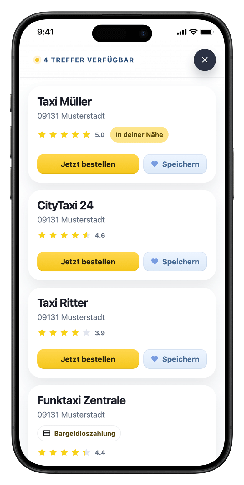 Visualisierung der Taxi.de App